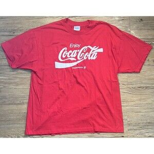 Vintage COCA-COLA Single Stitch Red T-Shirt XL Hanes Heavyweight 50/50 USA